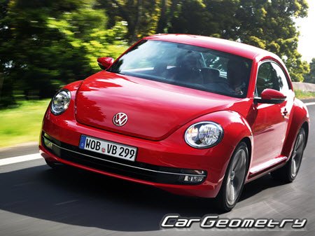 Кузовные размеры Volkswagen Beetle 2012-2023, Размеры кузова Фольксваген Битл