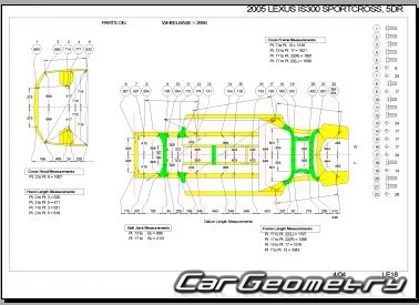 Кузовные размеры Lexus IS 300 SportCross 2001–2005 (GXE10) Collision Repair Manual