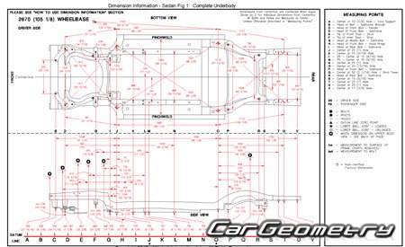 Геометрические размеры кузова Acura TSX 2004–2008 Body Repair Manual