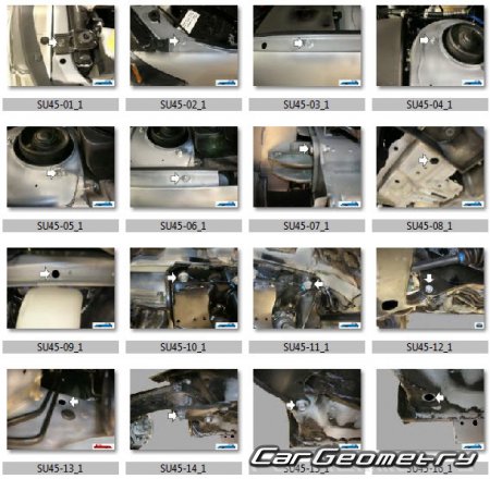 Кузовные размеры Субару Импреза 3 Sedan (GE) 2008–2011 Body Repair Manual