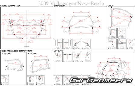 Volkswagen Beetle 1998–2011 (Coupe и Convertible) Body dimensions