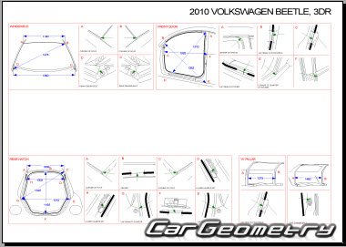 Volkswagen Beetle 1998–2011 (Coupe и Convertible) Body dimensions