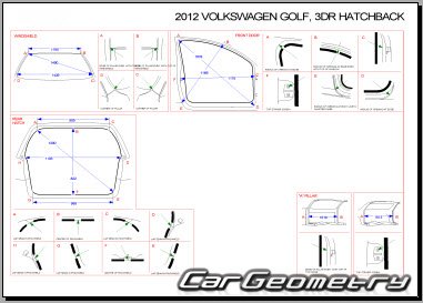 Фольксваген Гольф (Typ 5K) 2009-2013 (3DR, 5DR Hatchback) Body dimensions