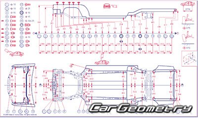 Контрольные размеры кузова Toyota Camry Hybrid 2006–2009 (AHV40) Collision Repair Manual