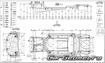 Размеры кузова Toyota Corolla 2009-2013 (модели AZE141 ZRE142) Collision Repair Manual