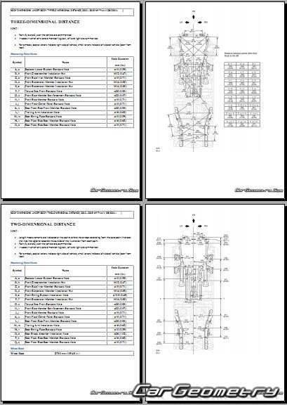 Кузовные размеры Toyota Prius V 2012-2015 (ZVW41) Collision Repair Manual