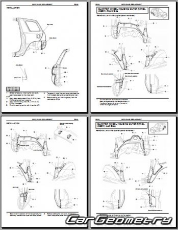 Контрольные размеры кузова Toyota RAV4 с 1994-2000 (SX10, SX11) Collision Repair Manual