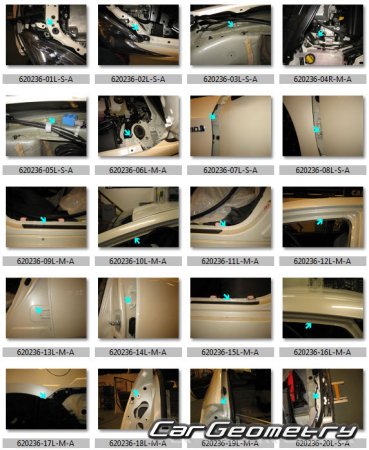 Геометрические размеры кузова Toyota Prius 3 2009–2015 (ZVW30) Collision Repair Manual
