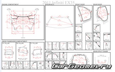 Кузовные размеры Infiniti EX (J50) 2008-2013 Body shop manual