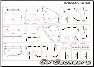 Кузовные размеры Acura TSX (Honda Accord EURO) 2010-2013 Sedan and Sport Wagon Body Repair Manual