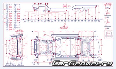 Размеры кузова Acura MDX (YD2) 2007–2009 Body Repair Manual