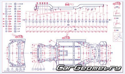 Размеры кузова Acura RDX 2012-2018 Body Repair Manual