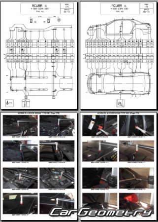 Кузовные размеры Acura RL 2005–2012 Body Repair Manual