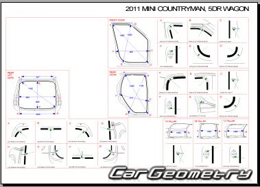 Контрольные размеры кузова Mini Cooper Countryman (R60) 2011–2017