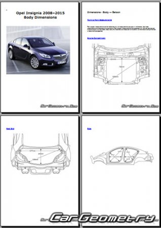 Геометрия кузова Опель Инсигния Седан, Размеры Opel Insignia 2008–2015 Saloon