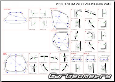 Кузовные размеры Toyota Wish (ZGE2x) 2009–2016 (RH Japanese market) Body dimensions