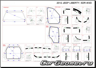 Размеры кузова Jeep Liberty, Джип Чероки (KK74) 2008–2013