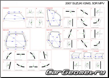 Кузовные размеры Suzuki Ignis (Subaru G3X Justy, Chevrolet Cruze) 2003–2007