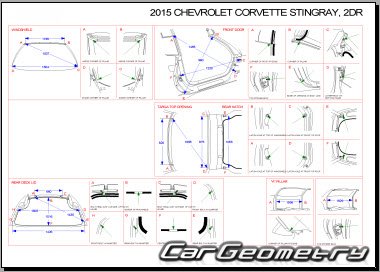 Размеры кузова Chevrolet Corvette Stingray (C7) 2014-2022 (Coupe)