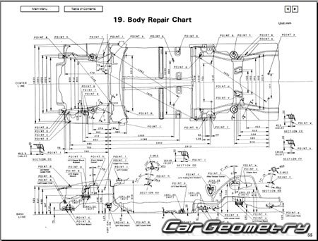 Геометрия кузова Honda Prelude 1987–1992 Body Repair Manual