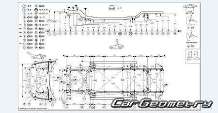 Chrysler Sebring (Sedan JR, Coupe ST) 2000–2006 Body dimensions
