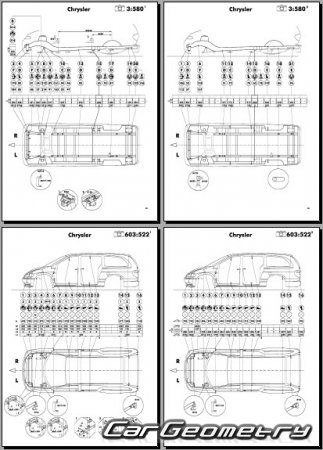 Геометрия кузова Chrysler Grand Voyager 2001-2007 Body dimensions