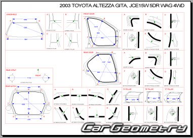 Кузовные размеры Toyota Altezza Gita 4WD (E15W) 2001–2005 (SportWagon)