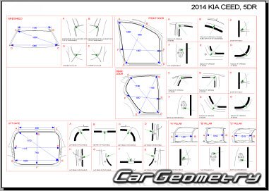 Размеры кузова Kia Ceed (JD) 2012-2019 (5DR Hatchback)