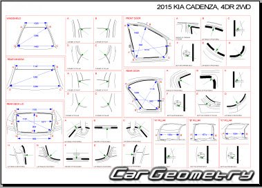 Размеры кузова Kia Cadenza (VG) 2011-2017 (USA)
