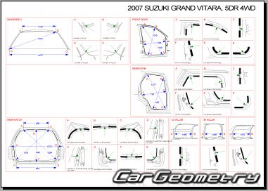 Кузовные размеры Suzuki Grand Vitara (II) 2005–2008