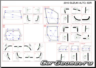Кузовные размеры Nissan Pixo (Suzuki Alto) 2009-2015 Body Repair Manual