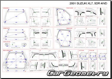 Кузовные размеры Suzuki Grand Vitara XL7 (Grand Escudo) 2001–2006 кузов кузов (TX92)