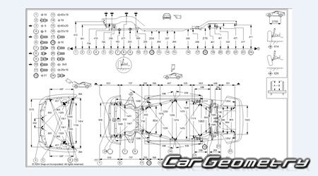 Геометрические размеры Ford Cougar 1998–2002 Body Repair Manual