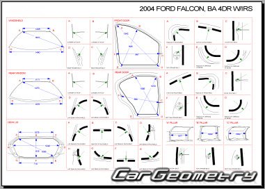 Контрольные размеры кузова Ford Falcon (BA) 2002–05