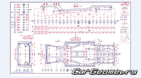Контрольные размеры кузова Ford Escape 2008-2012 Body dimensions