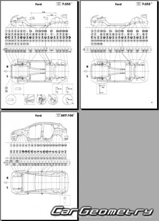 Размеры кузова Ford C-MAX с 2010 (Второе поколение) Body Repair Manual
