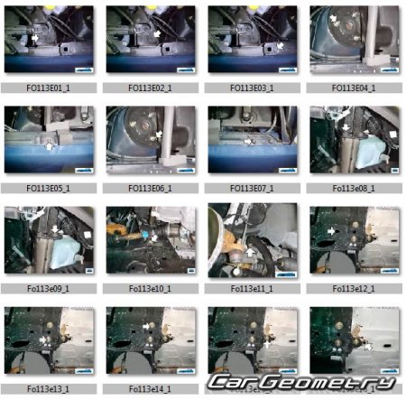 Размеры кузова Ford Fusion 2002–2012 Euro Body Repair Manual