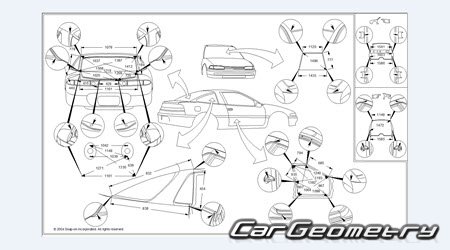 Геометрические размеры Mitsubishi 3000GT 1991–1999 Body Repair Manual