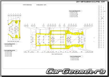 Контрольные размеры кузова Mitsubishi Eclipse GT 2006-2012 Body Repair Manual