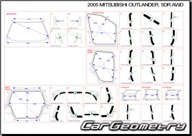 Кузовные размеры Mitsubishi Outlander 2001-2006