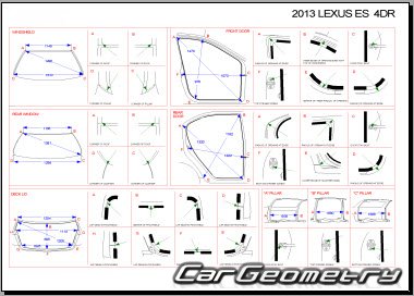 Кузовные размеры Lexus ES200, ES250, ES350 с 2012 (GSV60, ASV60, ASV61)