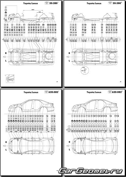 Размеры кузова Lexus ES 300 (XV30) / Toyota Windom (МCV30 ...