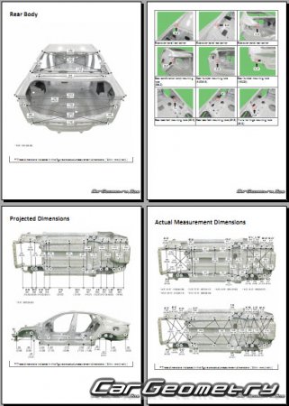Геометрия кузова Kia Cadenza (YG) с 2017 Body shop manual