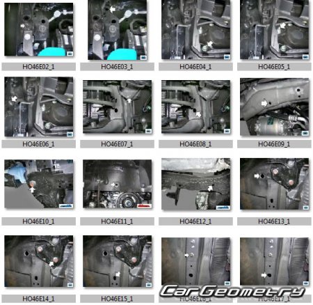 Контрольные размеры кузова Honda CR-V 2007-2011 Body Repair Manual