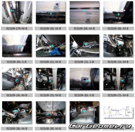 Размеры кузова Mitsubishi Lancer Evolution VII 2001-2003 Body Repair Manual