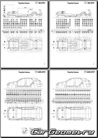 Кузовные размеры Lexus IS 300 SportCross 2001–2005 (GXE10) Collision Repair Manual