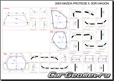 Кузовные размеры Mazda Protege5 Wagon (BJ) 2000–2003