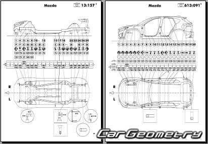 Размеры кузова Mazda CX-5 2012-2018 Bodyshop Manual