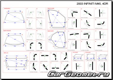 Кузовные размеры Infiniti M45 2003–2005, Nissan Cedric (Gloria) 1999-2004 кузов Y34