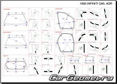 Контрольные размеры кузова Infiniti Q45 1989–1996 и Nissan President кузов (G50)